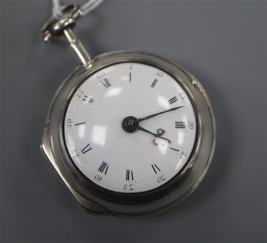 Henry Brunwin, London, a George III silver open-face key-wind pocket watch (pair-cased style)